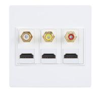 Sxhlseller Piastra a Muro con Interfaccia Multimediale HD a 6 Porte, Stabile e Affidabile per la Gestione dei Cavi, Copertura della Presa a Muro per Reti Domestiche ABS 3,4 X 3,4 Pollici