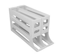 Sxhlseller Portauova con Rotolamento Automatico, Materiale di Alta qualità, Vassoio Salvaspazio a 4 Livelli, Organizer per Frigorifero, Confezione da 2, per Riporre la Famiglia (WHITE)