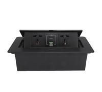 Sxhlseller Presa Pop-up da Tavolo Pratica Presa Multipla Integrata per Centri Commerciali, Casa, Ufficio, Multifunzionale A Tre Fori, Lega di Alluminio, Nera, 1 di Corrente, 2 Prese CA 16 A 4000 W,