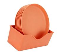 Sxhlseller Set di Piatti in Plastica Eleganti Piatti da Cena Poco Profondi per la Conservazione degli Alimenti Sul Tavolo da Pranzo, 8 Pezzi - Atmosfera Romantica per Riunioni e Banchetti (ORANGE)