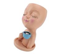 Sxhlseller Simpatico Vaso da Fiori con Testa in Resina per Bere caffè e Foro di Scarico, Arte Decorativa per la Decorazione del Balcone del Davanzale della Finestra, Ideale per i Tuoi Cari (ORANGE)