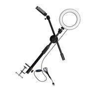 Sxhlseller Supporto per Telefono Versatile da Scrivania con Braccio Regolabile per Scatti Dall'alto, Robusto Supporto per Fotocamera Dall'alto in Lega di Alluminio per Disegno e Fotografia, con Luce