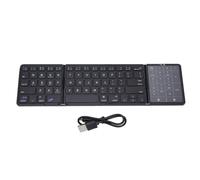Sxhlseller Tastiera Bluetooth Pieghevole con Touchpad, Tastiera Wireless Portatile Ripiegabile a Tre Tasti di Dimensioni Standard, Tastiere da Viaggio Ricaricabili USB C per Connessione (BLACK)