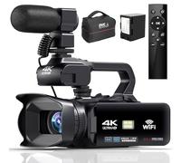 Sxhlseller Videocamera 4K per Vlogging Con Zoom Digitale 64MP 18x, Touch Screen da 4 Pollici, Microfono, Telecomando, Luce di Riempimento, Professionale