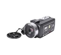 Sxhlseller Videocamera 8K con 64MP e Zoom 18x |Touchscreen da 3", Luce di Riempimento a LED, Funzione Webcam, Slitta a Contatto Caldo per Viaggi di
