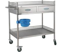 SXHYCUE Carrello Medico a 2 Ripiani con cassetto su Ruote, Carrello Mobile per ospedali, Laboratori e cliniche, Portata Massima 100 kg, Dimensioni 80x22x86 cm.