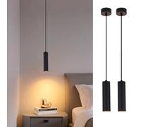 SXHZLYLampada a Sospensione Cilindro GU10 (lampadina da 5 W a luce bianca calda inclusa), Lampada a Sospensione Comodino Camera da Letto, lampada a sospensione moderna per cucina (20cm 2pezzi)