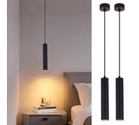 SXHZLYLampada a Sospensione Cilindro GU10 (lampadina da 5 W a luce bianca calda inclusa), Lampada a Sospensione Comodino Camera da Letto, lampada a sospensione moderna per cucina (30cm 2pezzi)
