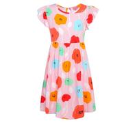 Sxiwei Abiti per Bambina Estate Vestito Casual con Stampa Floreale per Bambini Maniche Corte Vestito da Festa Corto Lunghezza al Ginocchio Skater Dress Taglia Rosa 9-10 Anni
