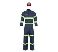Sxiwei Costume Da Vigile Del Fuoco Per Uomo Completo Di Giacca E Pantaloni Con Casco Da Pompiere Uniformi Coordinate Padre E Figlio Abbigliamento Per Feste Di Blu navy M