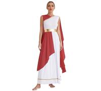 Sxiwei Dea romana dell'Antico Carnevale Costume da Donna Senza Maniche Regina Romana Abito Maxi Abito Greco, per Festa di Halloween Burgundy XL