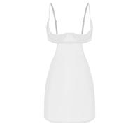 Sxiwei Donna Abito Modellante A Vita Alta Trasparente Mini Abito Dimagrante Sottoveste con Reggiseno sotto Il Seno E Sottogonna Intimo Scollato Bianco 3XL