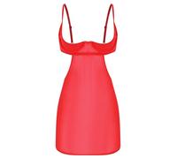 Sxiwei Donna Abito Modellante A Vita Alta Trasparente Mini Abito Dimagrante Sottoveste con Reggiseno sotto Il Seno E Sottogonna Intimo Scollato Rosso M