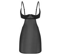 Sxiwei Donna Abito Modellante A Vita Alta Trasparente Mini Abito Dimagrante Sottoveste con Reggiseno sotto Il Seno E Sottogonna Intimo Scollato Nero XXL