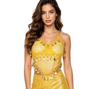 Sxiwei Donna Danza del Ventre Costume Top Fasce per Il Collo Schiena Scoperta Bustier Push Up