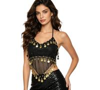Sxiwei Donna Danza del Ventre Costume Top Fasce per Il Collo Schiena Scoperta Bustier Push Up