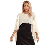Sxiwei Signore Chiffon Stola Sciarpa Poncho Davanti Corto Culo Lungo Mantello Capo Asimmetrico Superiore Sopra Festoso Abiti Abito Da Sposa Accessorio Champagne One Size