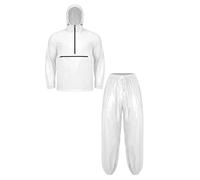 Sxiwei Unisex Kapuzenpullover Con Reißverschluss Felpa Con Cappuccio E Lunghe Calze In Pelle Lucida Set Abbigliamento Donna E Uomo Sport Fitness E Corsa Bianco XL