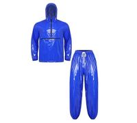 Sxiwei Unisex Kapuzenpullover Con Reißverschluss Felpa Con Cappuccio E Lunghe Calze In Pelle Lucida Set Abbigliamento Donna E Uomo Sport Fitness E Corsa Blu 3XL