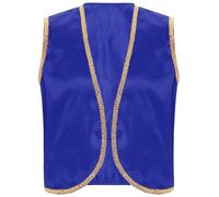 Sxiwei Uomo Costume Da Principe Arabo Gilet Medioevale Steampunk Gotico Gilet Senza Maniche Scollatura A V Aperto Davanti Con Bordatura Blu reale 4XL