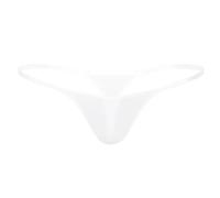 Sxiwei Uomo String Tanga Vita Bassa Bikini Slip Tback Thong Aperto Allinguine con Perle Trasparente Intimo Uomo Gay Mutande Uomo Bianco M