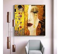SXKJ Gustav Klimt Lacrime d'oro e baci Dipinti su tela Immagini di arte della parete classica Poster e stampe per la decorazione del soggiorno 30x30 cm Senza cornice