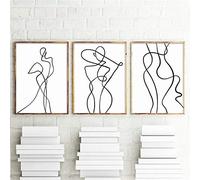 SXKJ Nero Bianco Poster Figura Pittura Geometrica Linea Curva Wall Art Canvas Poster E Stampe Immagini A Parete Per Arredamento Camera Da Letto 50x70cmx3 Senza Cornice