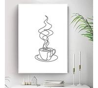 SXKJ Retro Black White Coffee Cup Line Drawing Canvas Painting Poster Print Modern Minimalist Immagini a parete Cafe Kitchen Decor 30x45cm senza cornice