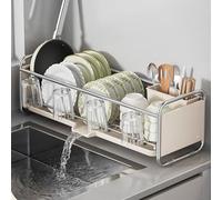 SXKJQER Scolapiatti Da Appoggio, Scolapiatti Con Vassoio Gocciolante, Scolapiatti Per Piatti E Utensili Sul Piano Di Lavoro Della Cucina Acciaio Al Carbonio Solido