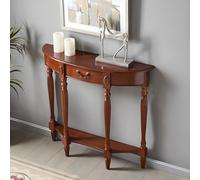 SXKLLYX Consolle Ingresso Stretto a Mezzaluna, Tavolo Consolle Sottile con Cassetto, Ripiano Aperto, Gambe Romane, Angoli Curvi per Soggiorno e Corridoio(80x26x90cm/31x10x35in)