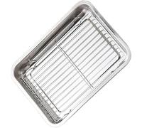 SXKLLYX Teglia Forno con Griglia Metallica, Teglia Forno Rettangolare, Leccarda, Vassoio da Portata in Acciaio Inossidabile per Barbecue, Bordo Profondo 0,8 Pollici(31.5 * 21.5cm/12.4 * 8.5in)