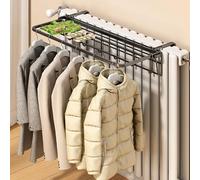 SXKLYRF Mensola per Termosifone in Metallo, Stendibiancheria Pieghevole per Casa e Ufficio, Asciugare Scarpe e Vestiti(Black,45cm/17.8in)