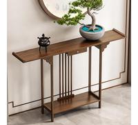 SXKLYRF Mesa de Altar de Bambú, Consola China para Recibidor con Cajones y Estantes Abiertos, Mesa Auxiliar para Sofá o Sala de Estar(Brown,100x20x80cm/39x8x31in)