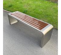 SXKLYRF Panchina da Esterno, Acciaio Inox e Legno Sintetico, Panca da Esterno da Parco Resistente Alle Intemperie per Strada, Cortile, Prato, Parco(150x40x42cm/59x16x16.5in)