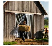 Sxlawesom Kit Tenda a Strisce in PVC con ferramenta, Porta Commerciale e Industriale per officine, Aree Animali e Magazzini(6pcs 0.9x2.1m)