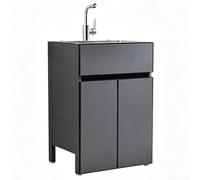 Sxlawesom Lavabo a Colonna con mobiletto Lavatoio di Servizio con Rubinetto per Acqua Calda e Fredda, Ripiano Interno - Ideale per Lavanderia(Grey,50 * 40 * 82cm)