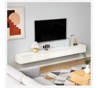 Sxlawesom Mobile TV sospeso a Parete con 2 cassetti, Consolle multimediale in Legno con Fori passacavi, Salvaspazio Mobile TV sospeso(Bianco,300x24x20cm)