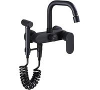 SXLSZ Rubinetto Cucina a Muro Rubinetto Cucina a Muro con Doccetta Estraibile Nero Rubinetti da Muro Girevole a 360°Miscelatore da Cucina a Parete-Dual Mode.