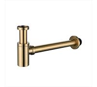 SXLSZ Sifone Lavabo Bagno Ottone Set Sifone Oro Spazzolato, Sifone Bagno Scarico Tubo Regolabile in Altezza 1-1/4 Uscita