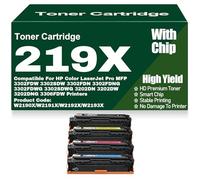 SXLXYOF per HP Cartucce di Toner 219X 219A con Chip compatibili W2190X W2191X W2192X W2193X Toner ad Alta capacità per HP 3302FDW 3302SDW 3302FDNG 3202DN 3202DW 3202DNG Stampanti,4Pack-219X