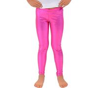 SXME MIGHT SAY Leggings metallici lucidi effetto bagnato per bambini pantaloni effetto liquido con vita elastica, Cerise, 5-6 Anni