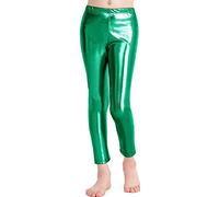 SXME MIGHT SAY Leggings metallizzati lucidi effetto bagnato da bambino Pantaloni effetto liquido con vita elasticizzata verde