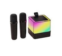 Sxmrmnx Altoparlante per karaoke Bluetooth portatile per esterni luce ambientale a colori con 2 microfoni fili Luci a LED per feste di compleanno A