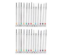 Sxmrmnx Set di 26 cacciaviti per orologiai da 0,6 mm-2,0 mm, con lama piatta e scanalata, set di cacciaviti piatti, Argento