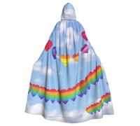 SXOOGE Rainbow Colorato Gay Pride Cuori Unisex Cosplay Costume Halloween Con Cappuccio Mantello Mantello per Partito Dress Up Full-Length Uniforme Robe