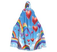 SXOOGE Rainbow Colorato Gay Pride Cuori Unisex Cosplay Costume Halloween Con Cappuccio Mantello Mantello per Partito Dress Up Full-Length Uniforme Robe