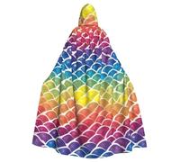 SXOOGE Rainbow Fish Scale Unisex Cosplay Costume Halloween Mantello con Cappuccio Mantello per Party Dress Up Full Length Uniforme Robe
