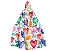 SXOOGE Rainbow Hearts - Mantello unisex per cosplay, Halloween, con cappuccio, per feste