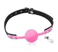 SXOVO Bavaglio, Silicone Ball Gag con Serratura e Chiave, Palla Bavaglio per Cosplay Feticcio Interazione Sessuale, Bondage BDSM Sex Toy per Uomini e Donne (Rosa)