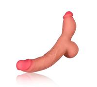 SXOVO Dildo realistico con testicoli turgidi Dildo gigante a doppia estremità in silicone liquido Penetrazione lesbica giocattolo sessuale estremo Dildo doppio lungo e grande per donne e coppie (S)